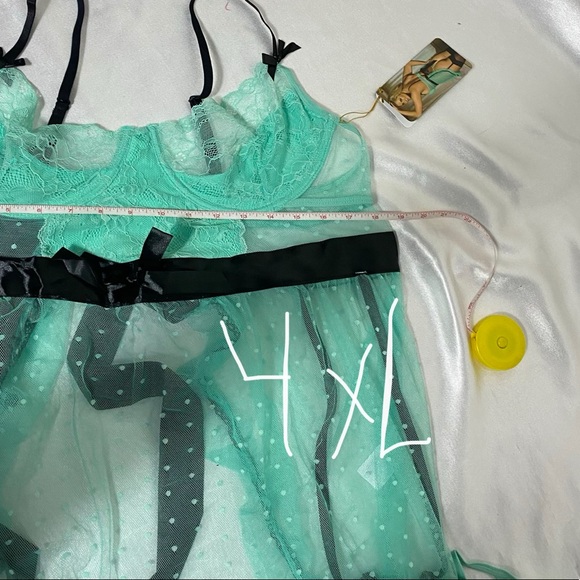 NEW Womens Sexy top intimates green bow XL; 4XL - Picture 7 of 9